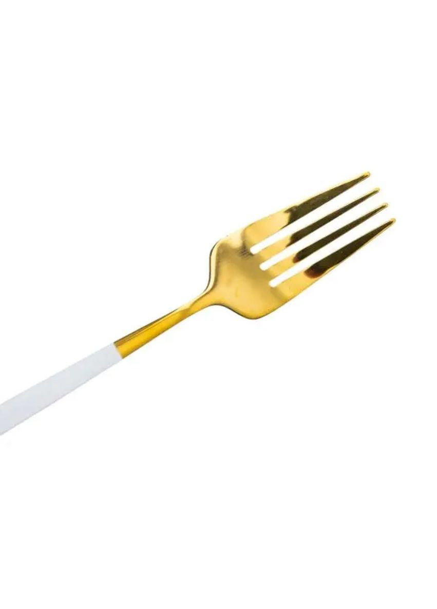 Набор столовых вилок 6 штук вилки кухонные из нержавеющей стали 21.5 см Белый с золотом Yiwu (356460286)