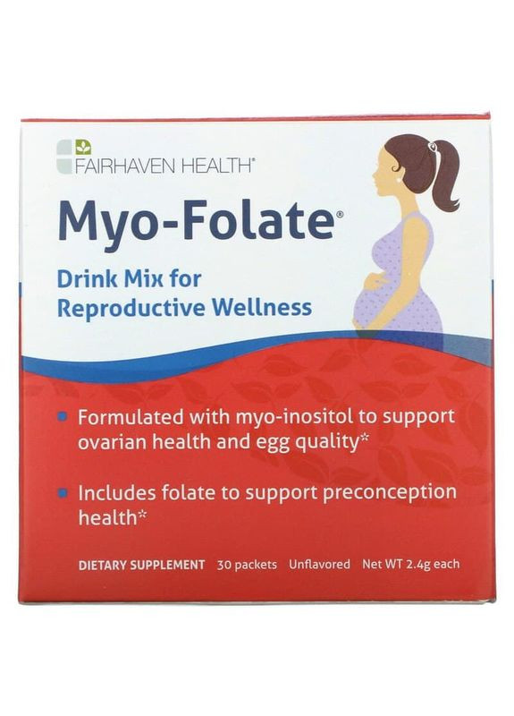 Мио-инозитол для фертильности, Myo-Folate,, питьевая смесь для репродуктивного здоровья, без ароматизаторов, 30 пакетов по 2.4 г Fairhaven Health (351382797)