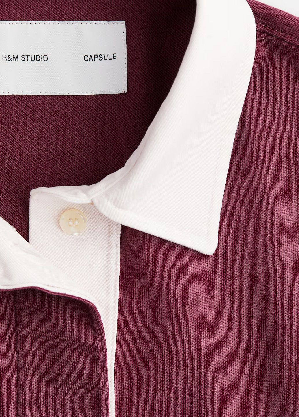 Бордовая женская футболка-поло H&M однотонная