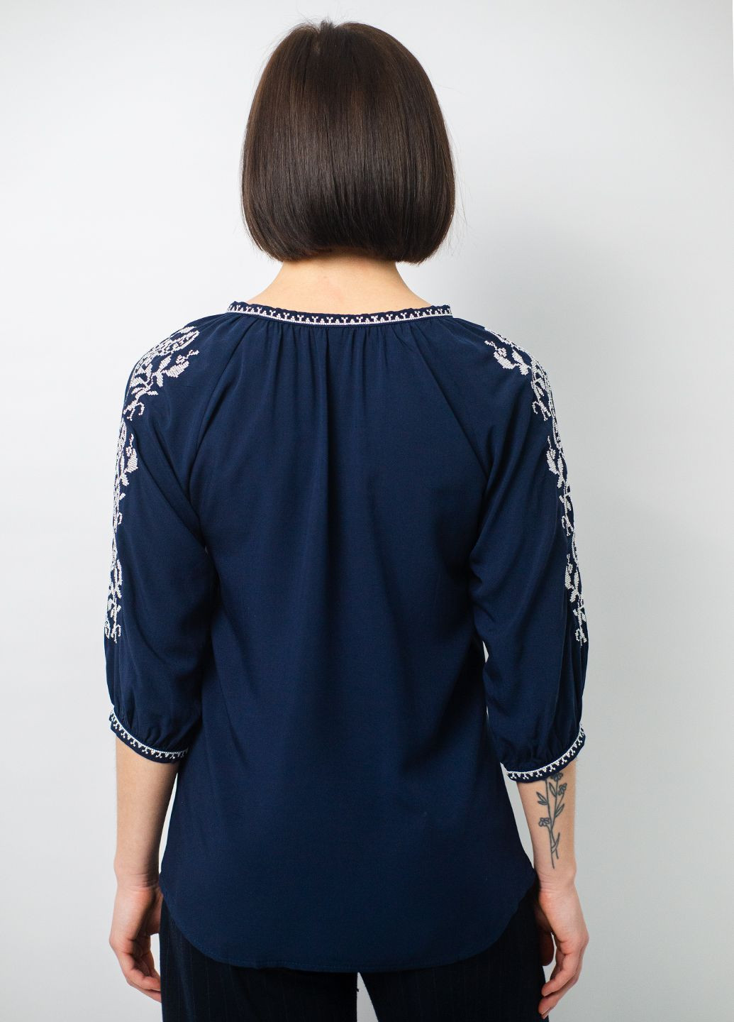 Синяя вышиванка женская BeART свободная штапель (321903493)