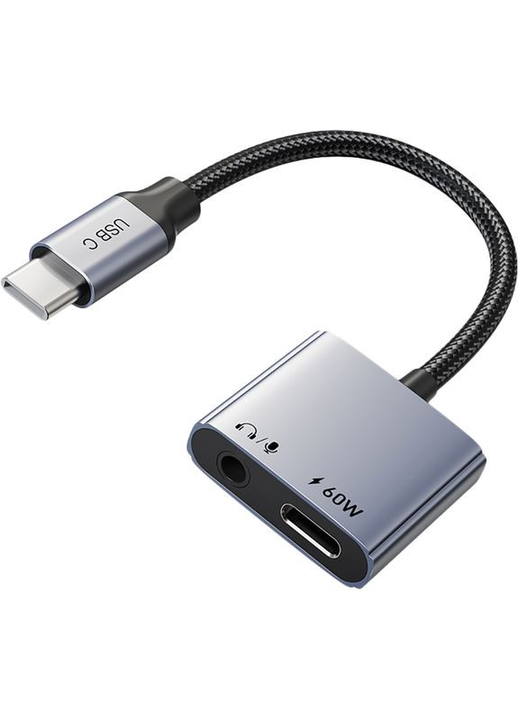 Ü Аудио адаптер USB Type-C (M) – 3.5 мм (F) / Type-C (F) PD60W (CPA1G) CABLETIME (370849166)