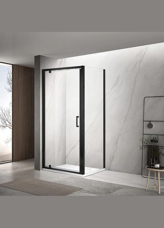 Душова кабіна A-518B Black Matt 90х100х195 розпашна, скло прозоре Dusel (328596714)
