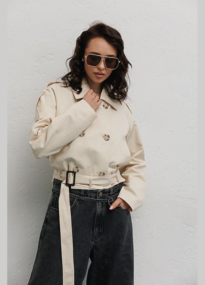 Жіночий короткий тренч чорного кольору Arjen (294906893)