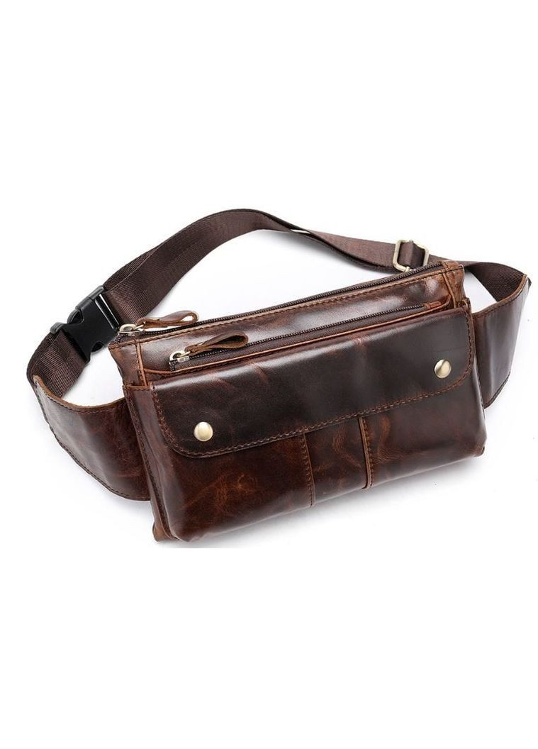 Сумка мужская через плечо бананка кожаная 14815 Коричневая Vintage (302007936)