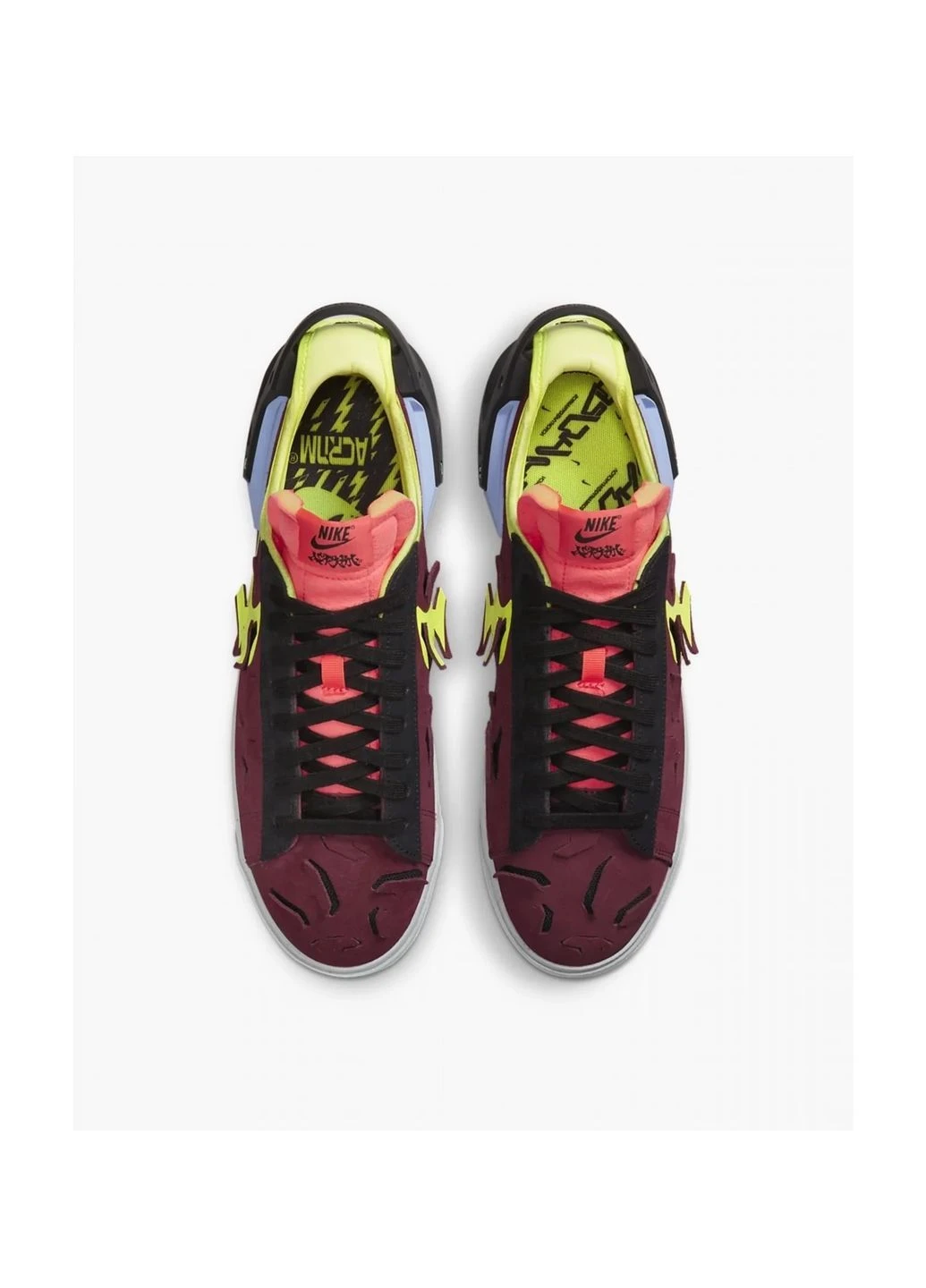 Бордовые всесезонные унисекс кроссовки blazer low/acrnm bordo dn2067-600 удобные замшевые на каждый день бордового цвета Nike
