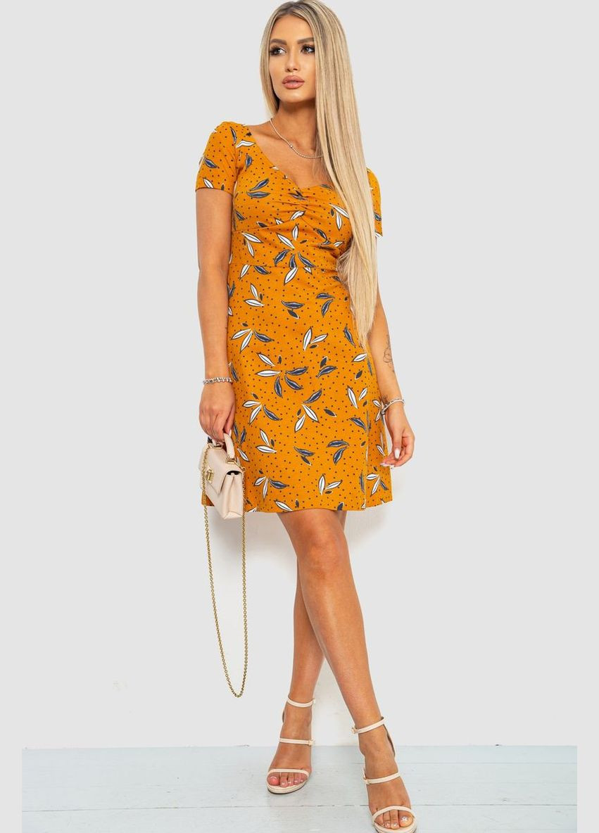 Коричнева повсякденний сукня з v-подібним вирізом та принтом трикотажна повсякденна коричнева (sku_244r283) No Brand з малюнком