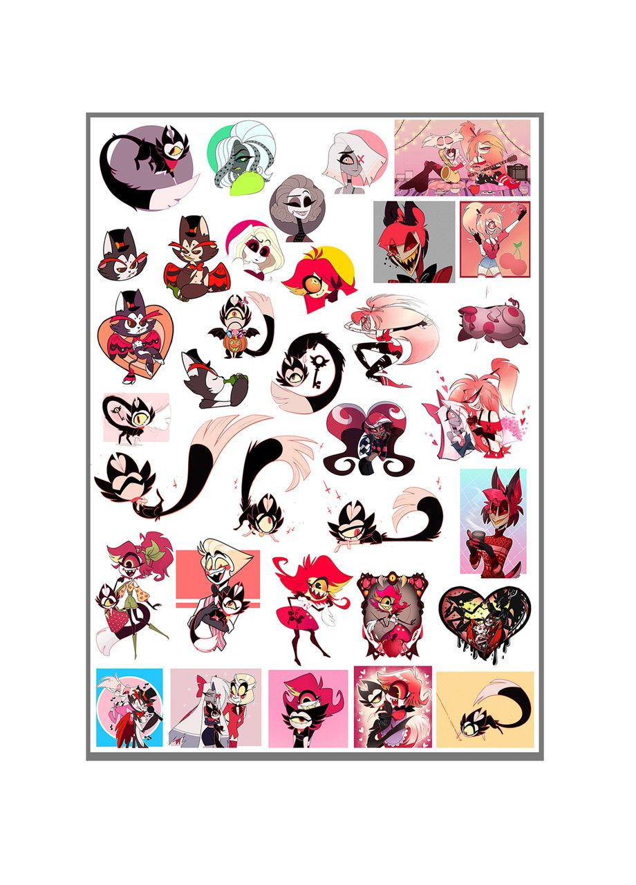 Стікери наклейки Готель Газбін Hazbin Hotel А3 аркуш (stik_302) No Brand (369608643)