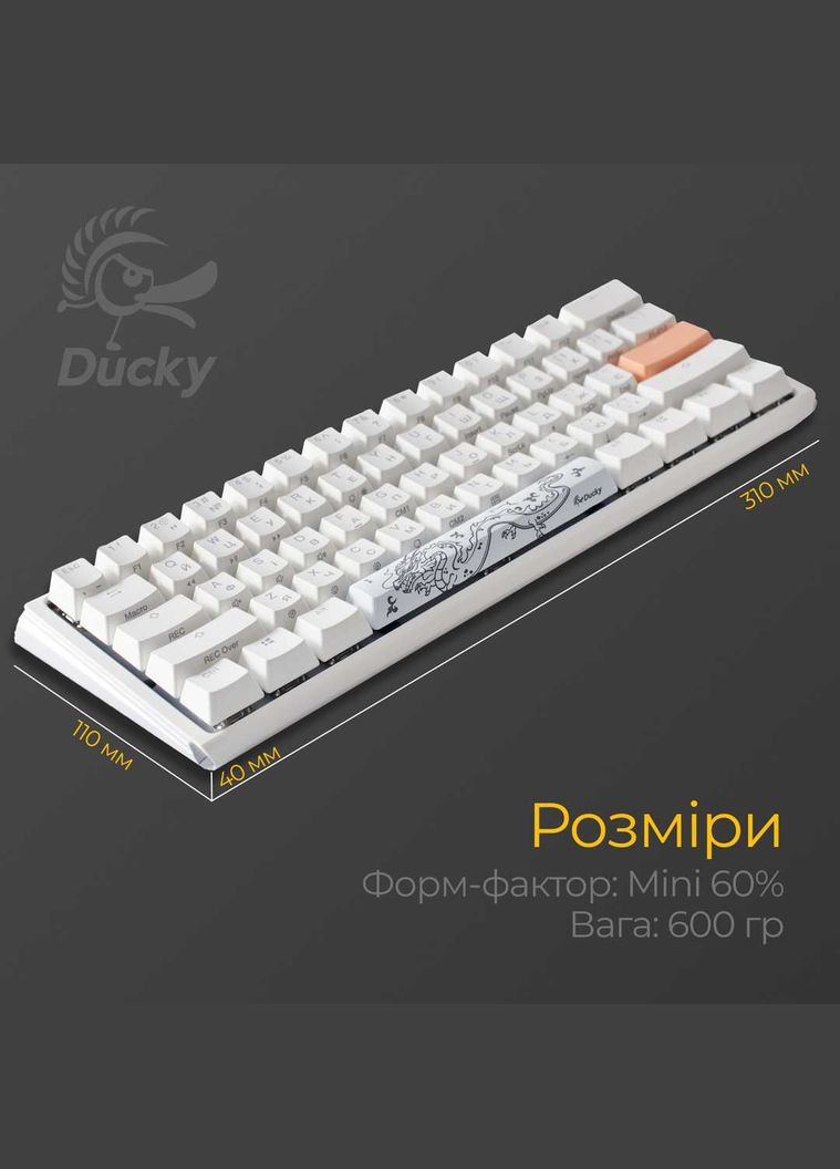 Клавиатура One 3 Mini Cherry MX Brown RGB RU USB White (DKON2161ST-BUAPXPWWWSC1) Ducky (336951700)