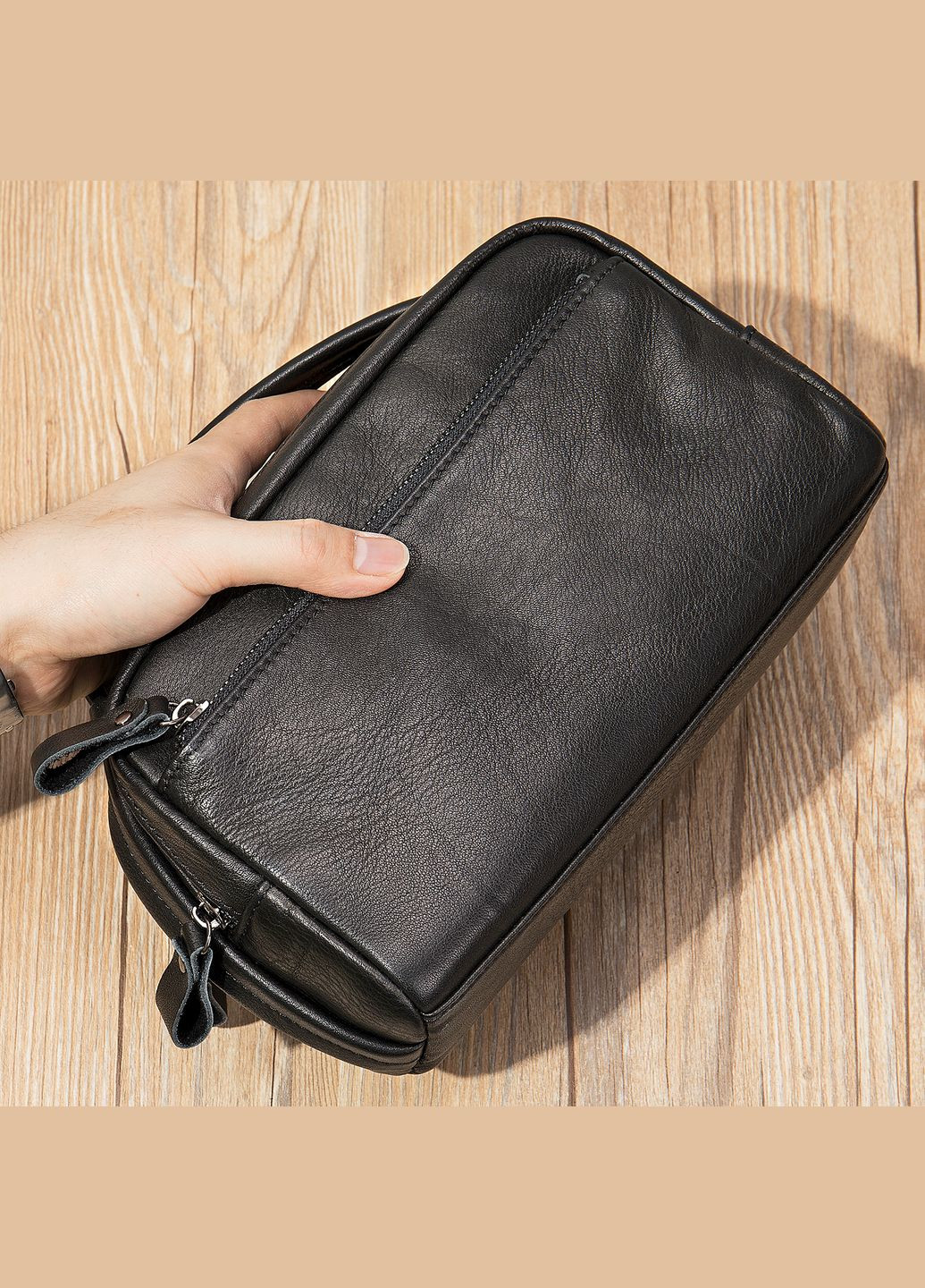 Мужская кожаная барсетка Vintage с множеством карманов черная (sku_20348) No Brand (329901871)