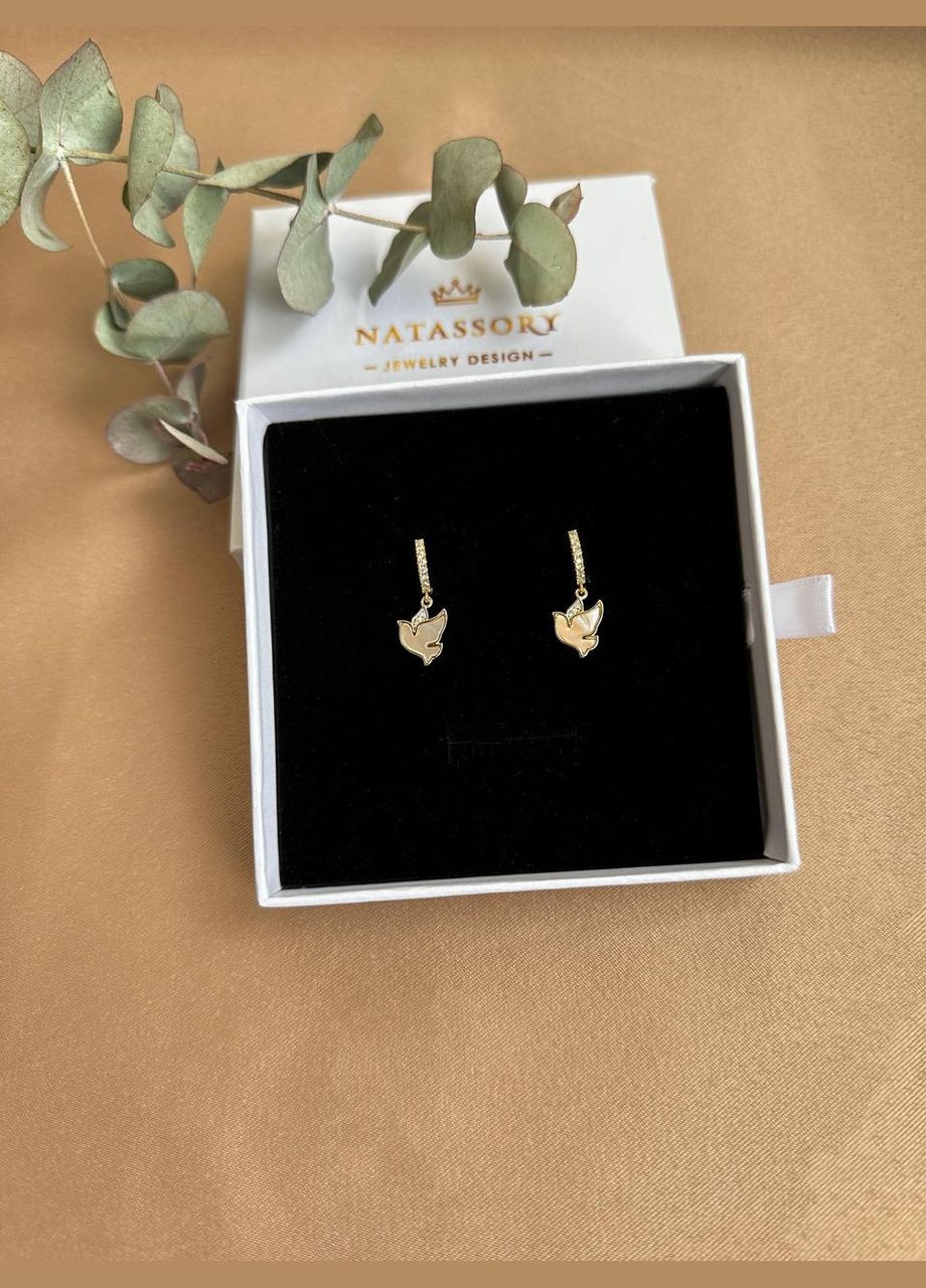 Набор женских украшений чокер и серьги натуральный жемчуг и голубки подарок женщине h=36 см No Brand (369505286)