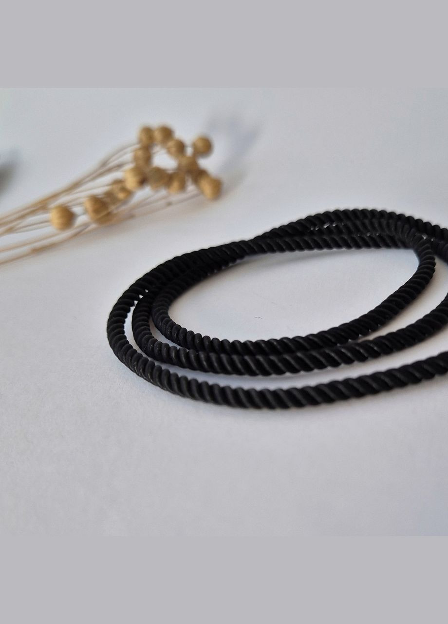 Шнурок на шею милан черный шелковый 3 мм см серебро 925 пробы 6010/3 1.14г Nobrand (364653504)