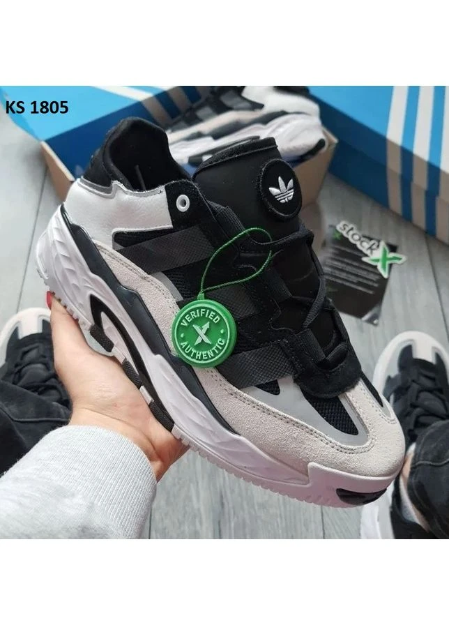 Белые демисезонные кроссовки мужские adidas niteball white black адидас найтбол белые No Brand