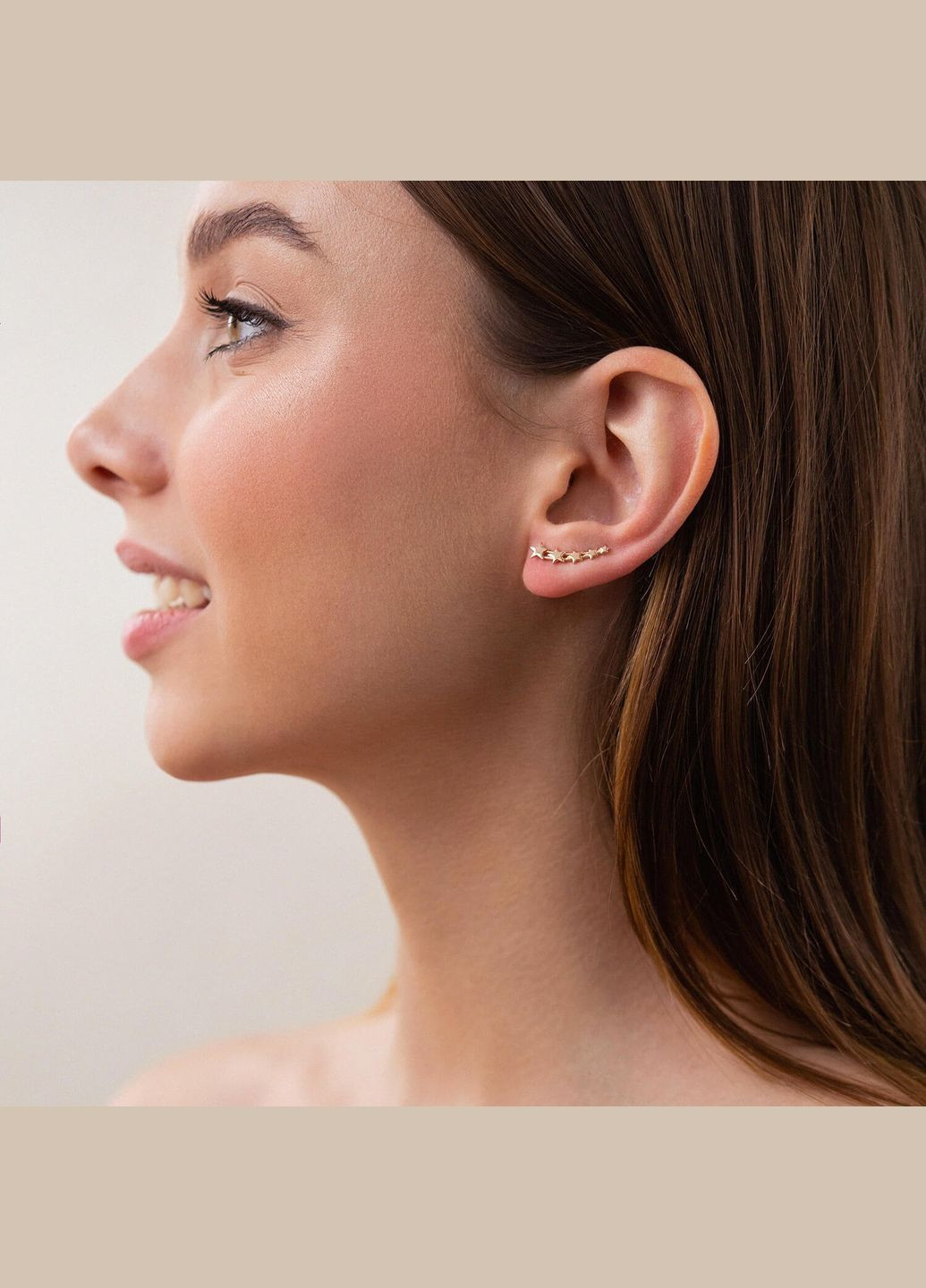 Сережки - клаймбери Зірочки у червоному золоті с08200 Oniks (264023084)