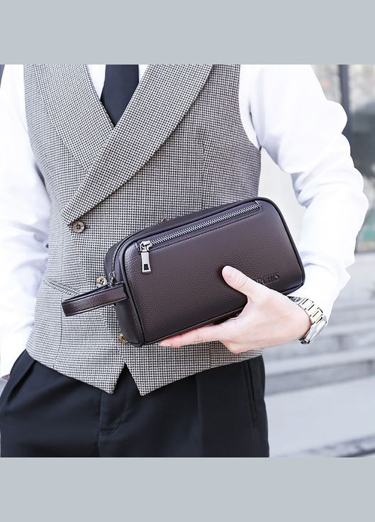 Мужская кожаная барсетка клатч GORCHIS с ручкой коричневая кожа OEM (314984609)