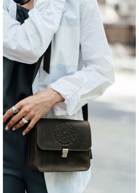 Сумка жіноча крос-боді через плече з натуральної шкіри для документів та для телефону маленька Коричневий 40218 BlankNote (367055330)