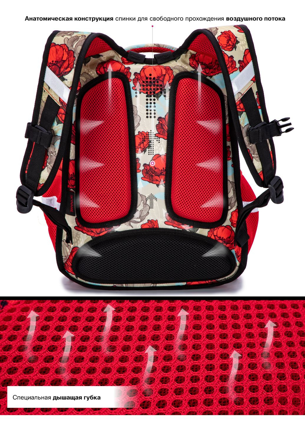 Шкільний рюкзак з ортопедичною спинкою для дівчинки бірюзовий з Котиком /SkyName 37х30х16 см для молодших класів (R1-024) Winner (293504238)