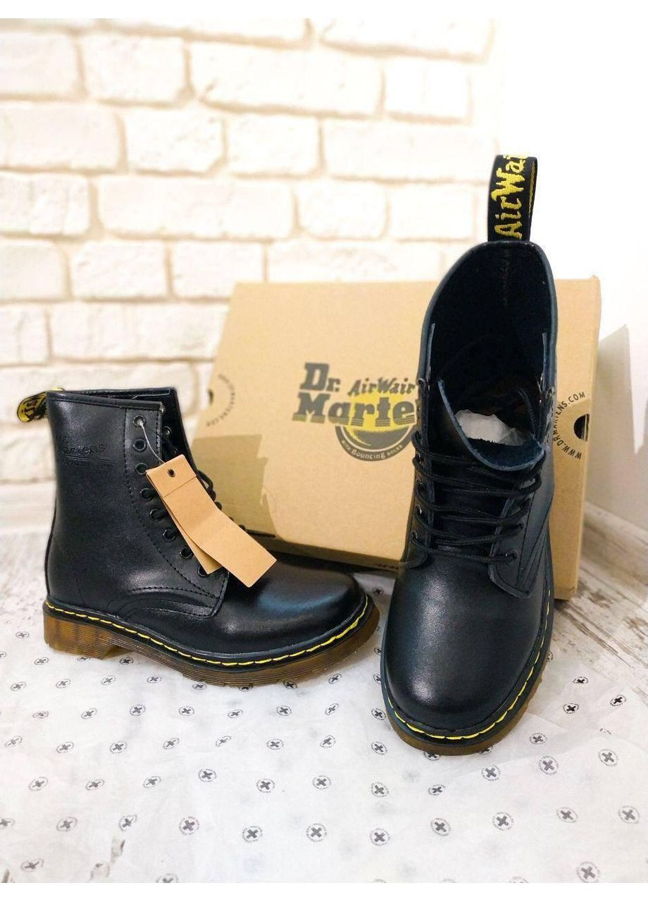 Зимние ботинки женские dr. martens 1460 black 11822006 доктор мартинс берцы No Brand без декора из искусственной кожи