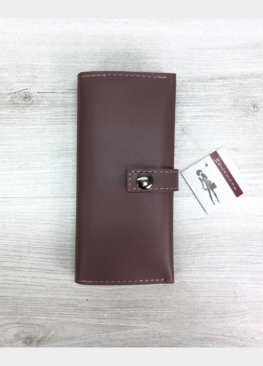 Жіночий гаманець портмоне на кнопці штучна шкіра лілового кольору WeLassie (298571041)