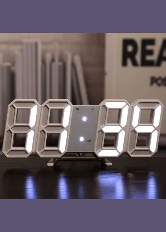 Годинник настільний з білим підсвічуванням. Білі. No Brand (293850444)