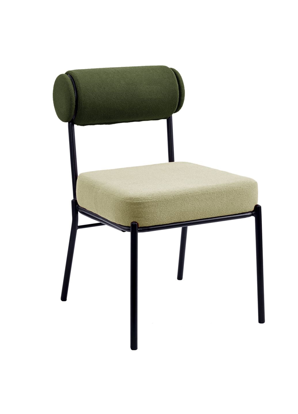 Стілець обідній TOTORO Чорний каркас / Світло-зелена / Зелена тканина букле Intarsio (372178418)