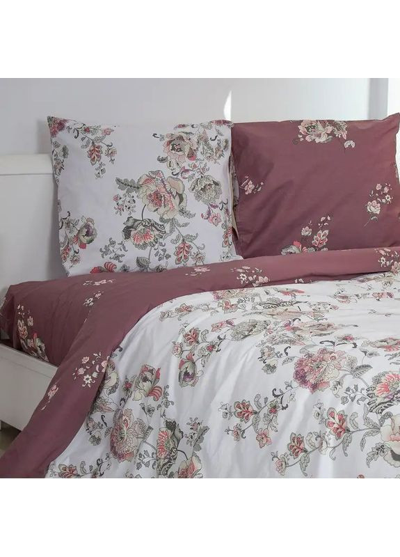 Євро комплект постільної білизни Бязь з наволочками 70*70 см, 115 гр/м2 Josephina Білий з коричневим (19840200215) ТЕП (365851920)