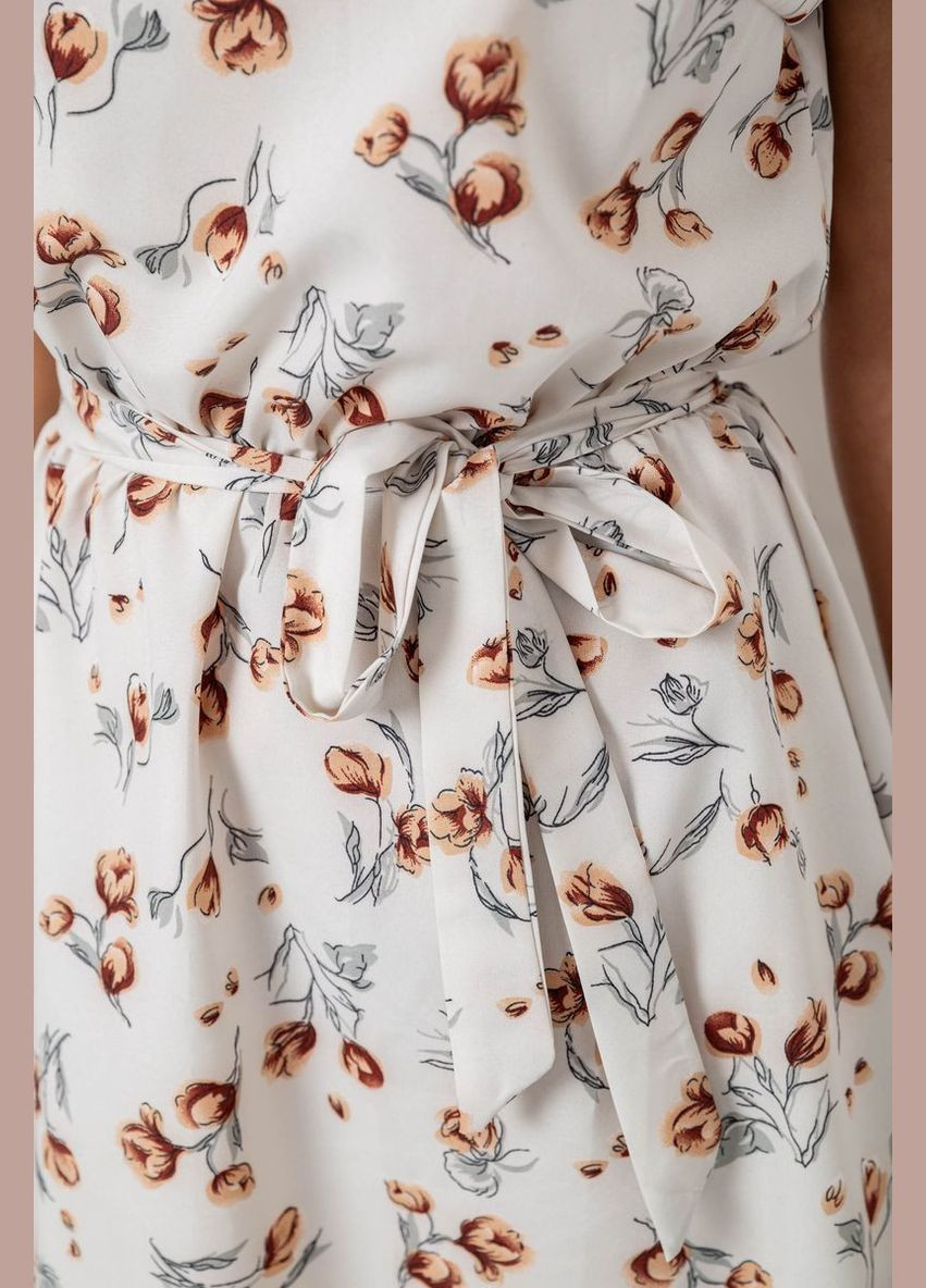 Сіро-бежева сукня з принтом, колір світло-сірий, Ager