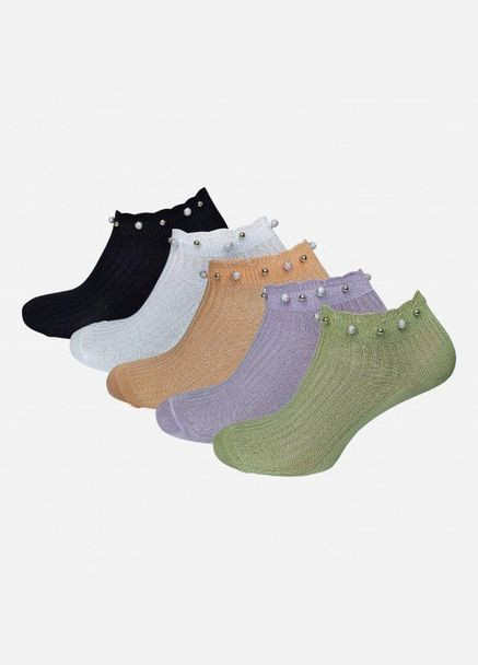 Набор женских носков коротких хлопковых Лана с бусинами 10 пар Ассорти No Brand (278369136)