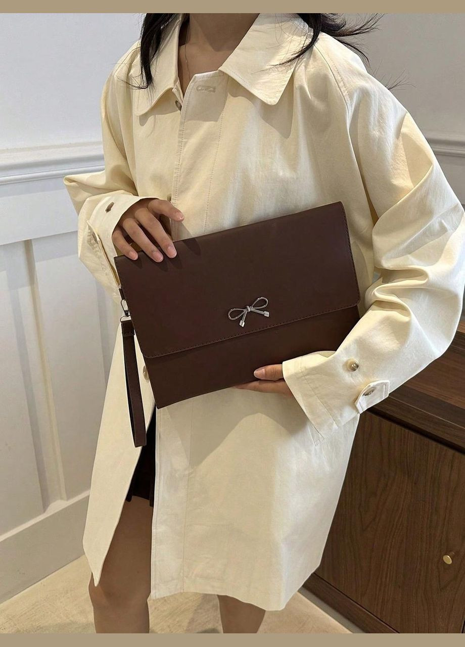 Женская классическая сумка 1745 клатч на ремешке коричневая No Brand (313235521)