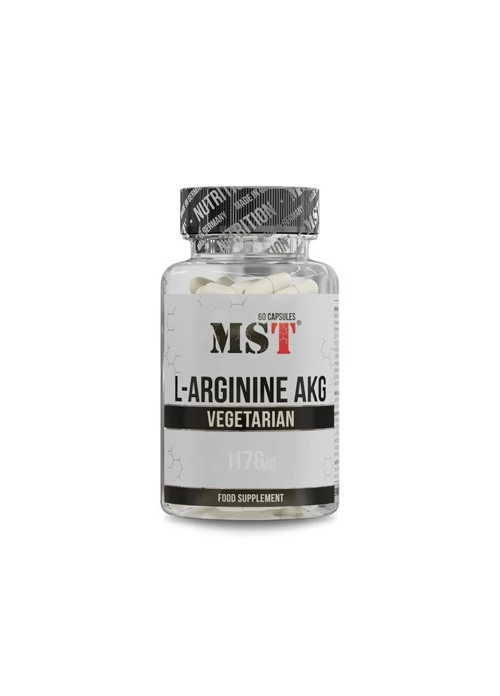 L-аргінін альфа-кетоглутарат L-Arginine AKG, 60 капсул для покращення кровообігу MST (376170875)