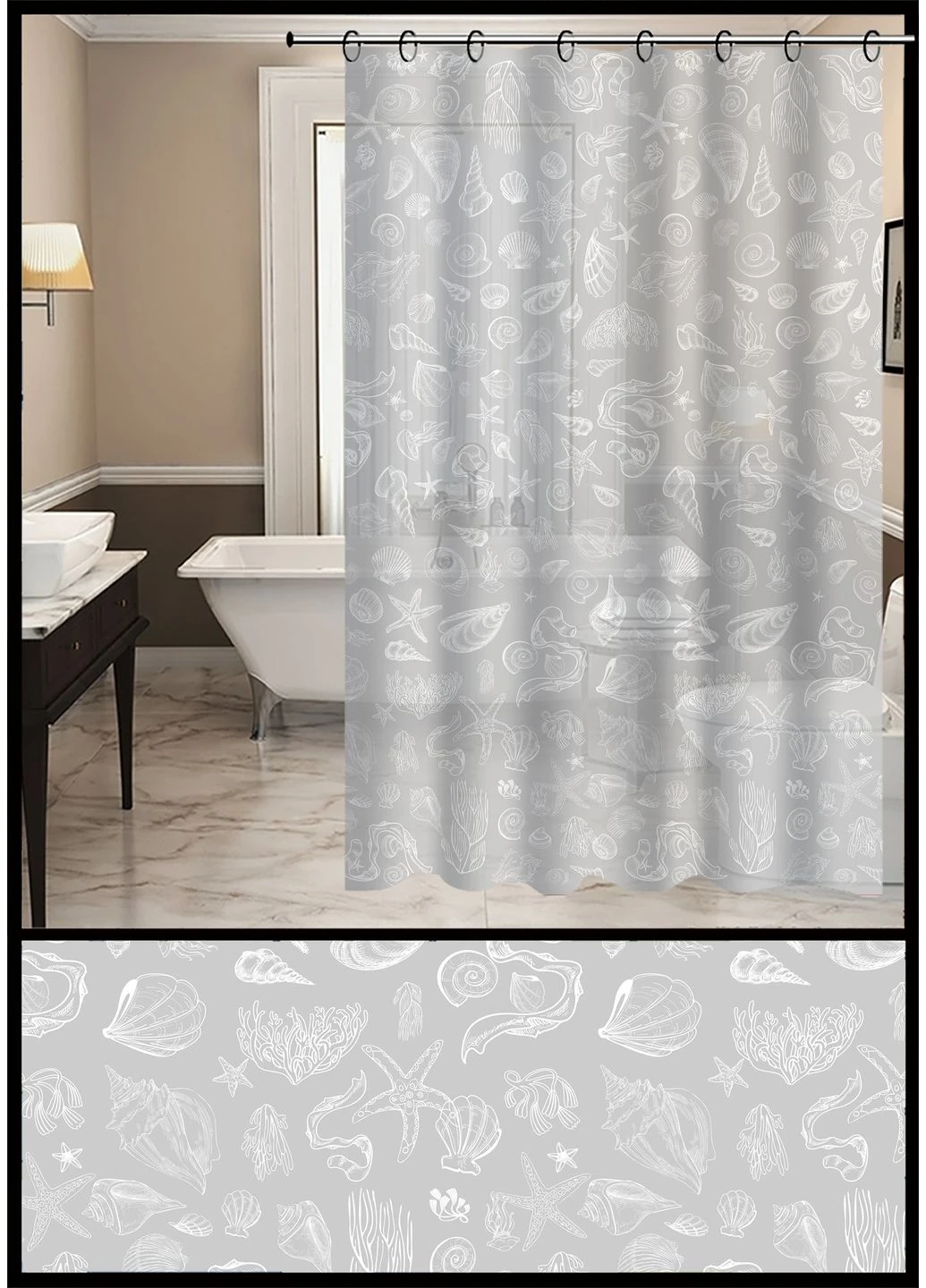 Аксессуары д/ванной IDEA HOME Sea шторка д/ванной 180х200 см (ZHY039-1) (ZHY039-1) No Brand (395927001)