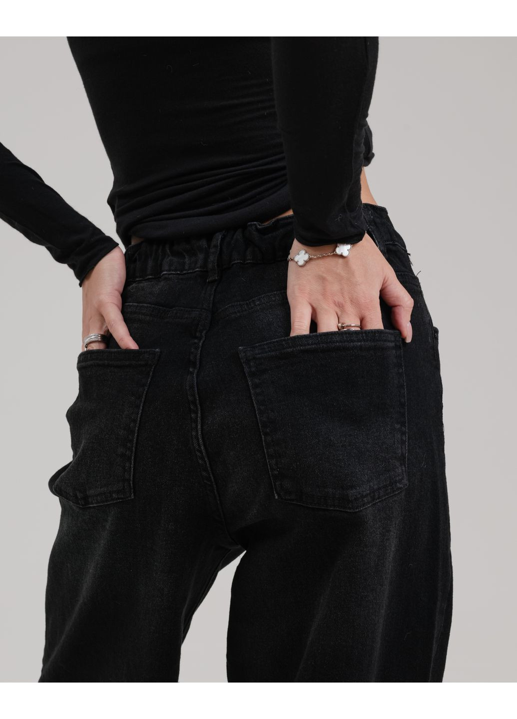 Джинси широкі чорні Its Basic - (372370531)