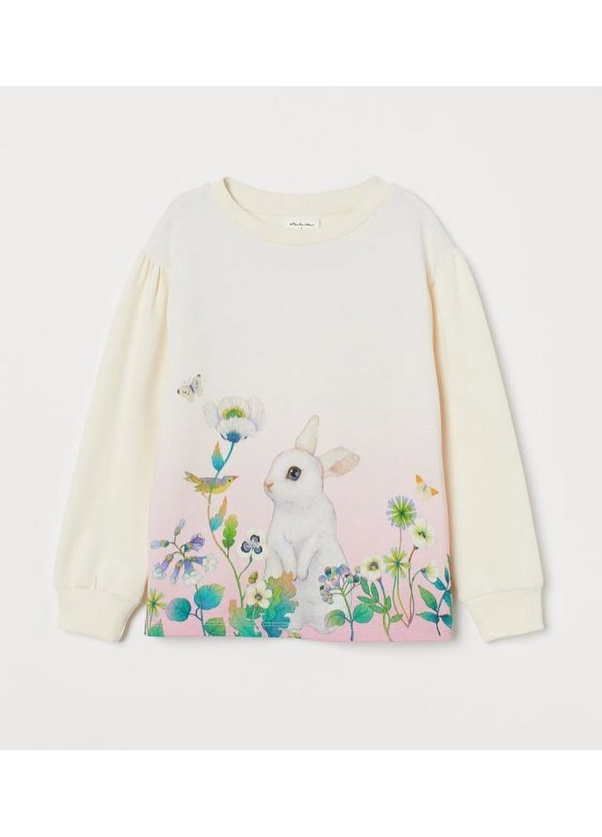 H&M світшот малюнок білий повсякденний бавовна