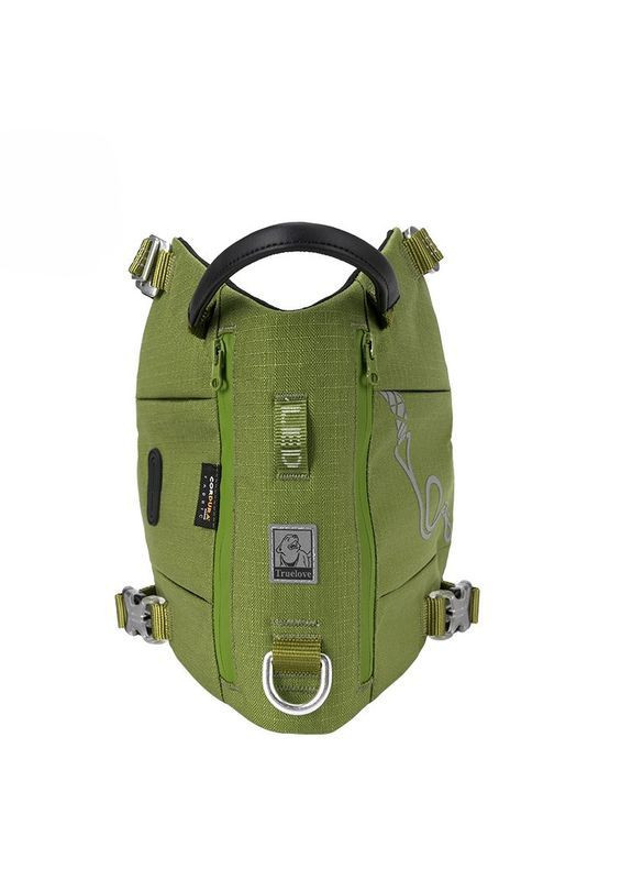 Шлейка для собак TLB2251 светоотражающая, из водонепроницаемой ткани Cordura, регулируемая, Оливковый, L Truelove (373444116)