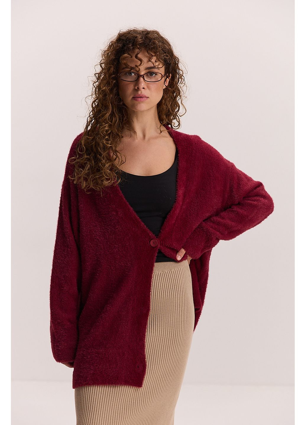 Бордовый демисезонный кардиган Arjen