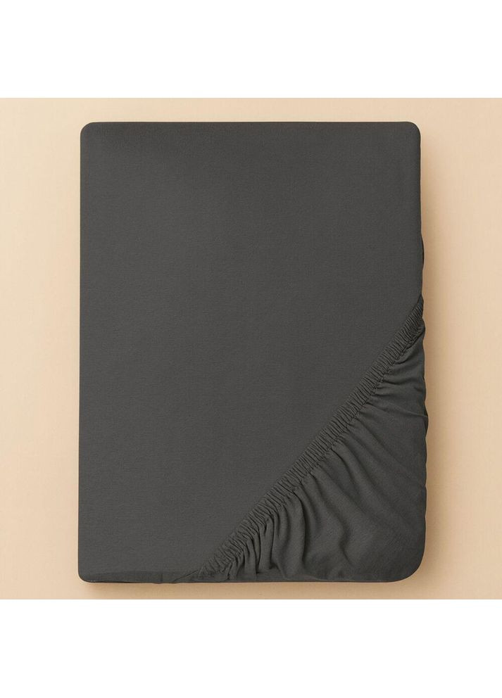 Простирадло трикотажне 80/90х200х35 см на гумці, еластичне, трикотаж, бавовна т/сіра IDEIA (361319682)