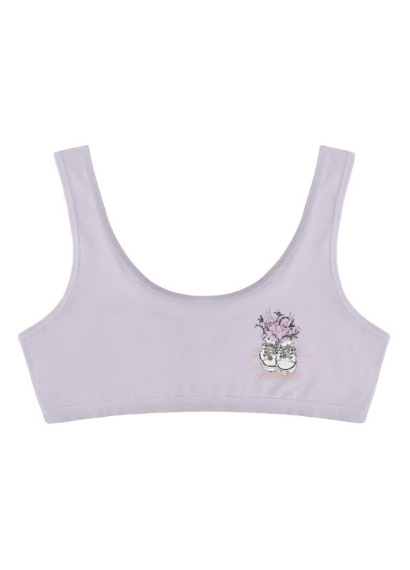 Светло-фиолетовый подростковый топ с принтом на широких бретельках Donella хлопок