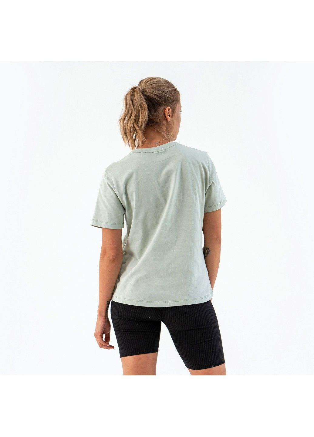 Фисташковая летняя женская базовая футболка basic фисташковая Teamv