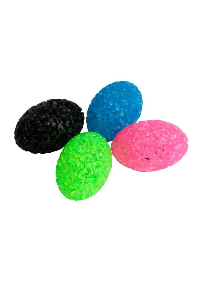 Набор игрушек для котов ТМ "FOX" яйца глицериновые 3*4,5см микс в пакете 25шт (голубые, розовый, зеленый, черный) Lucky Star (362915183)