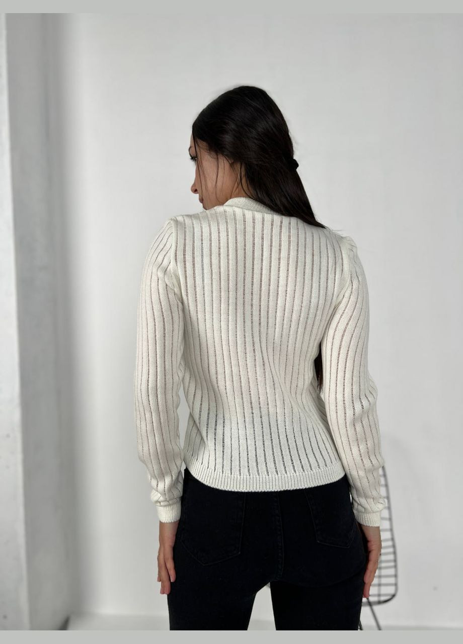 Молочный демисезонный обтягивающий женский свитер молочного цвета 31610 No Brand