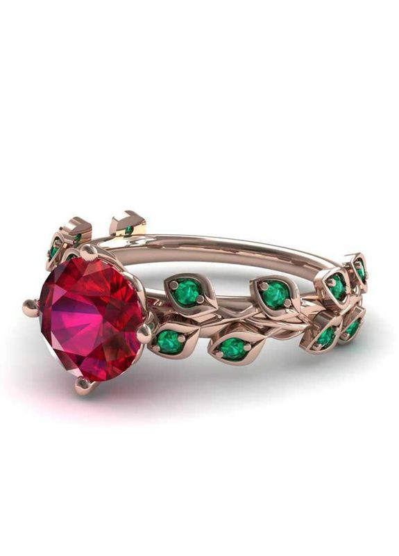 Кольцо женское в виде цветущего растения с красным камнем Алис романтический дизайн размер 19 Fashion Jewelry (285110625)