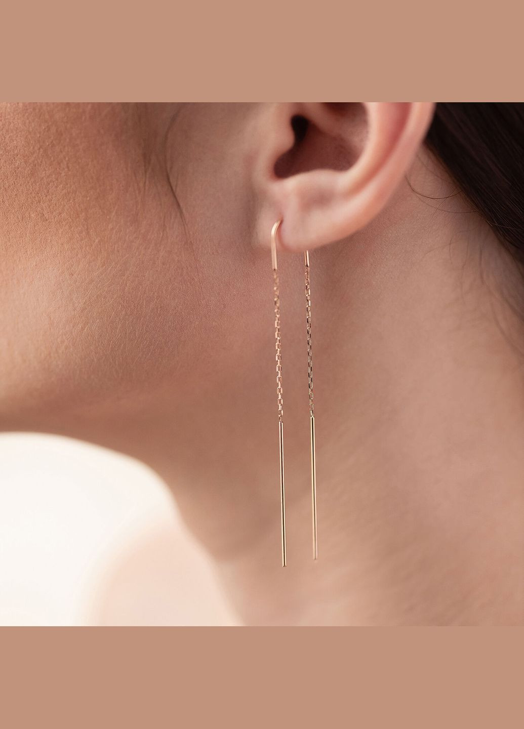 Сережки - протяжки у червоному золоті с06339 Oniks (264022711)