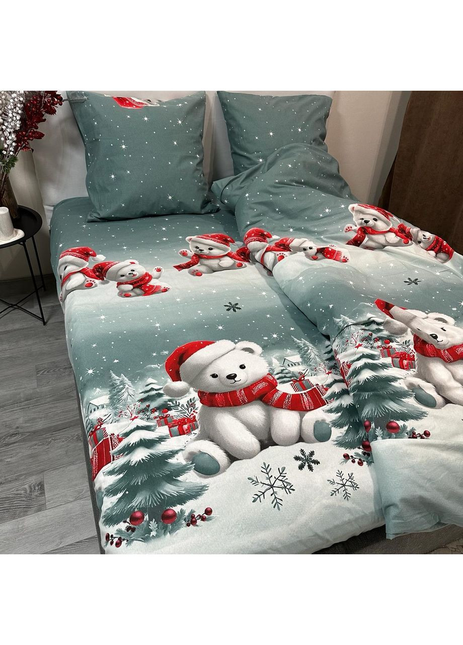 Зимнее постельное белье фланель (байка) семейный размер серого цвета – мягкость, тепло и новогоднее настроение! No Brand (370278935)