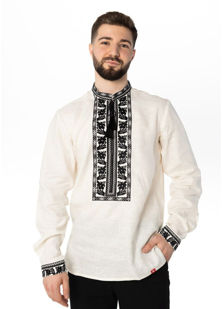 Молочна вишиванка чоловіча із лляного полотна (fm2158) Folk Moda (365729677)
