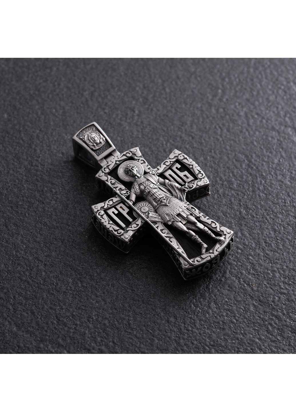 Срібний хрест Ісус Христос. Георгій Переможець з ебеновим деревом 1799 Oniks (372184679)