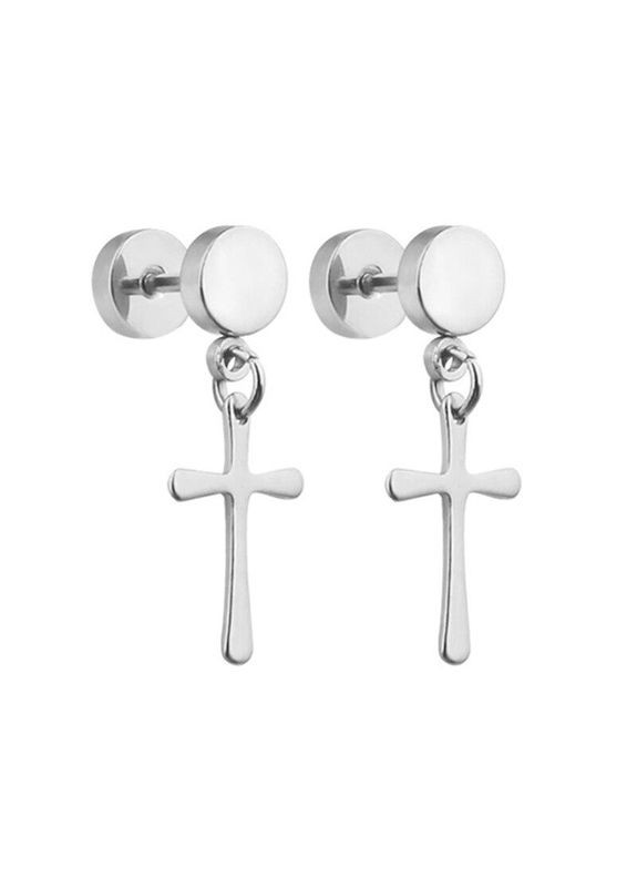 Сережки хрести з хрестиком із сталі сережки-штанги чоловічі 1шт Spikes (339869593)
