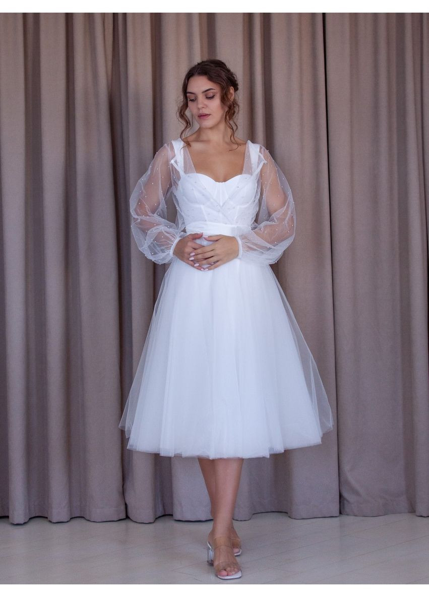 Белое вечернее платье а-силуэт ODDI однотонное