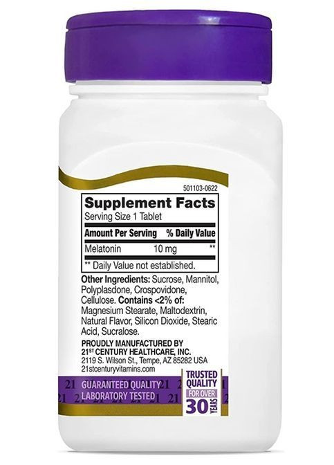 Melatonin, Quick Dissolve 10 mg 120 Tabs Cherry Flavor CEN-27503 21st Century (364894762)