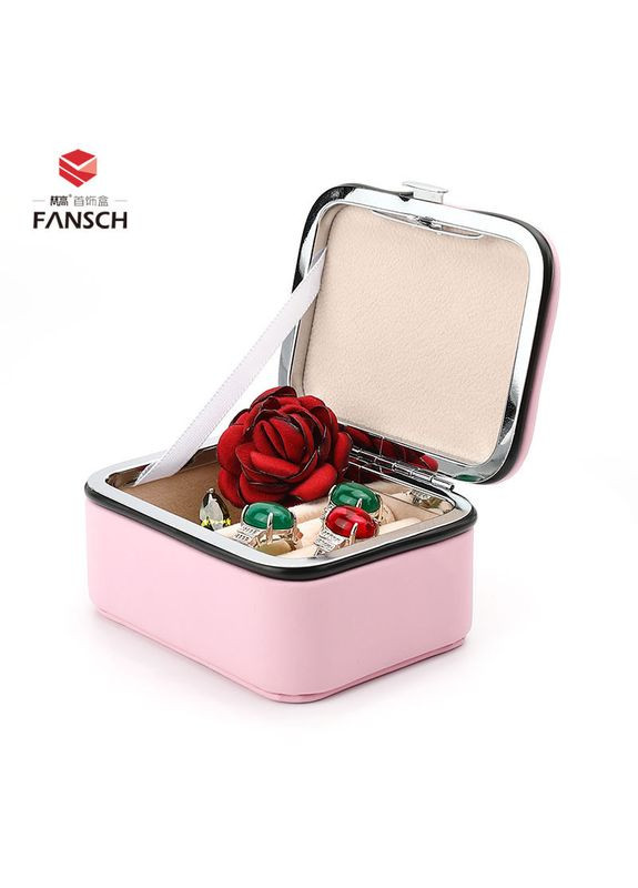 Нежный компактный ящик для украшений с мягкой подкладкой и прочным металлическим замочком Розовая No Brand (326970317)