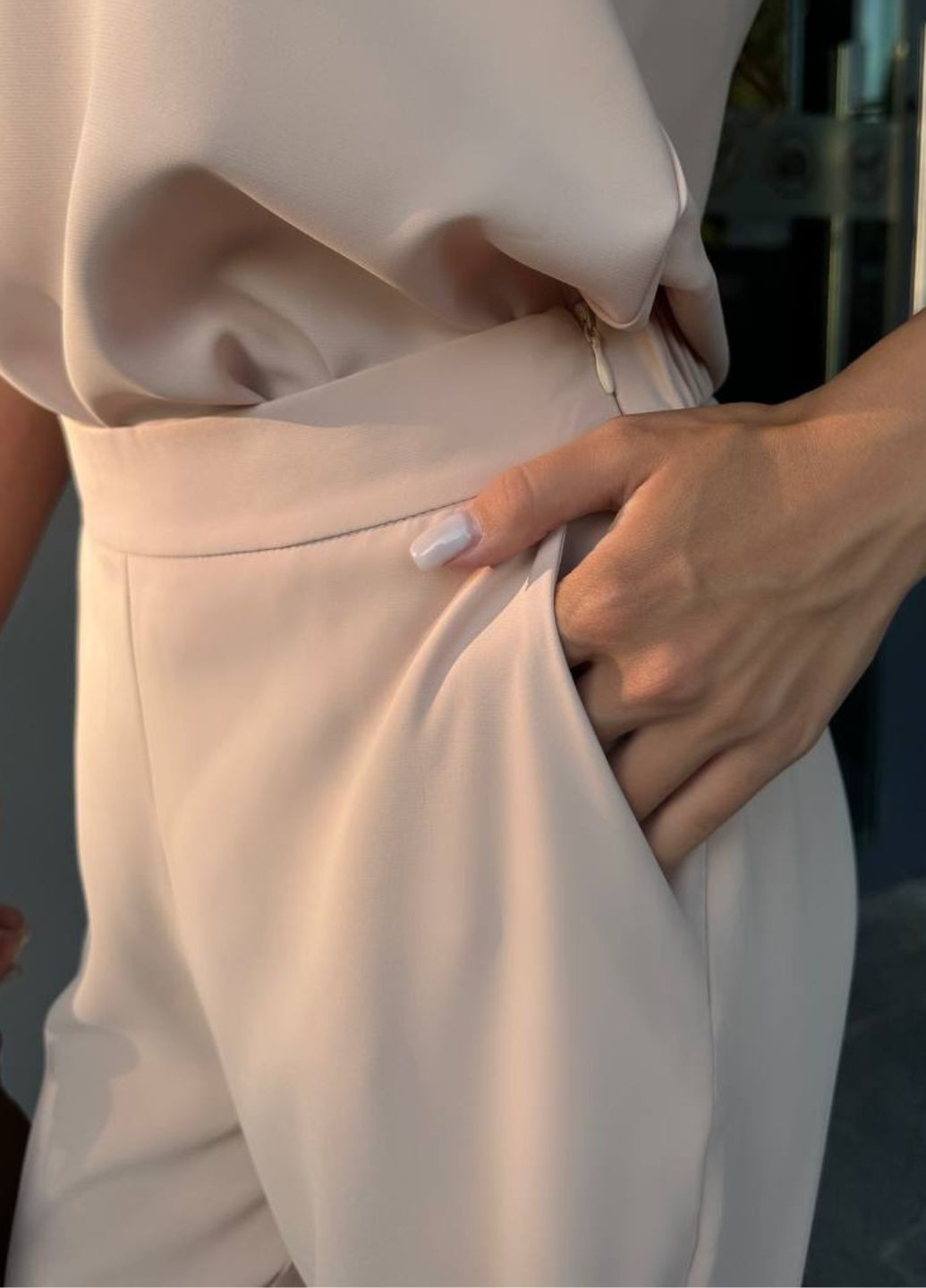 Изысканные легкие летние повседневные штаны палаццо высокой посадки с карманами Tik-Tak (348830796)