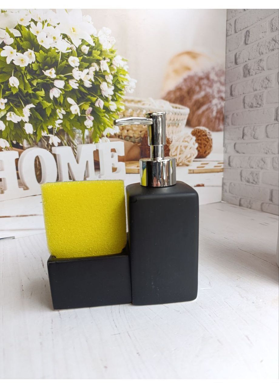 Дозатор для моющего средства Прикосновение чистоты керамика 6х13х16.5 см Черный 9190-033 ELISEY (370069441)